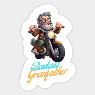 Badass Grandfather on a motorbike Sticker